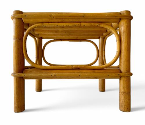 Vintage bamboo stool side table plant stand foot stool square 1980's AUSTRALIA - Picture 7 of 8