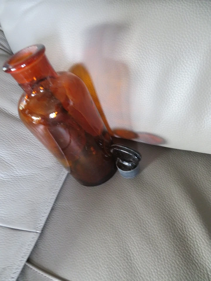 ancien flacon à pharmacie ou apothicaire en verre ambré  1000 ml - Photo 2/4