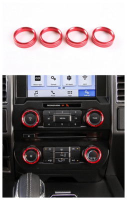 6 Red Aluminum AC Knob Covers For 2016–2017 Ford F150 XLT – Trim Rings For Switch Controls