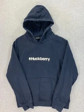 Huckberry Cotton Blend Heavyweight Riptide Hoodie Sweatshirt (Men's Small) Blue