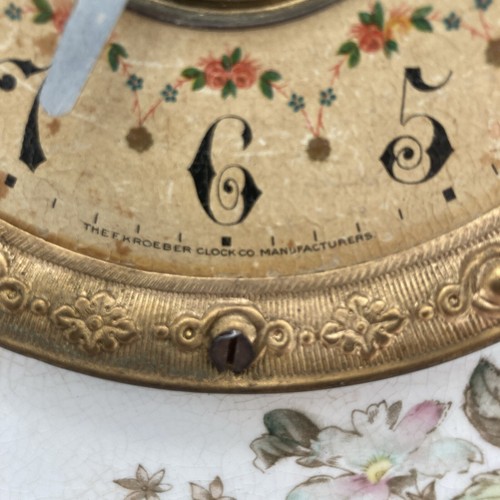 Antique 1895 F. KROEBER Mantle Clock China № 12 Porcelain Case With Key - Picture 8 of 16