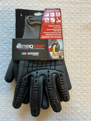Mad Grip ThunderDome Impact Protection Gloves- Size Large Vibration Dampening