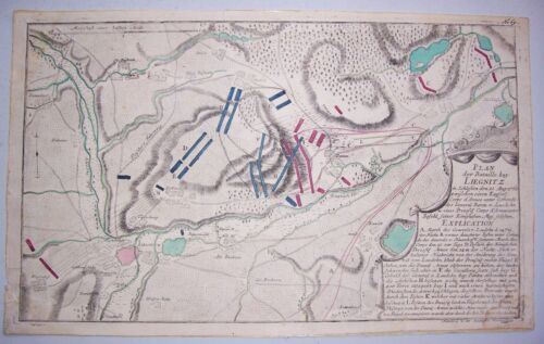 Kolorowana miedzioryt mapa Legnica Śląsk 1760 generał von Laudohn ! - Zdjęcie 1 z 8