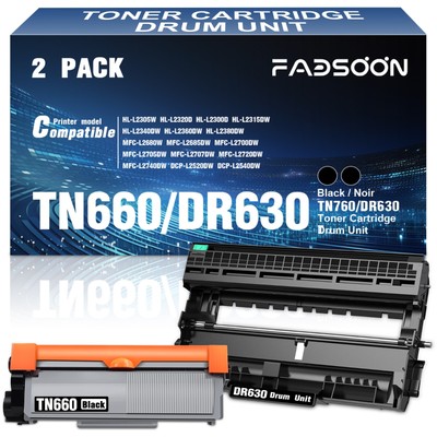 FADSOON  Compatible TN660 Toner & DR630 Drum for Brother MFC-L2700DW MFC-L2705DW