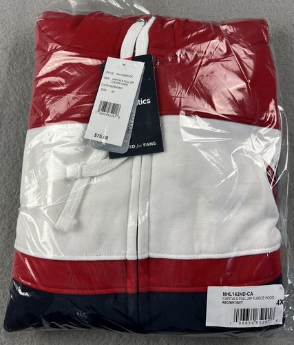 FANATICS Washington Capitals Team Red Full Zip Hoodie Sz 4XL Cotton Blend NWT - Picture 6 of 11