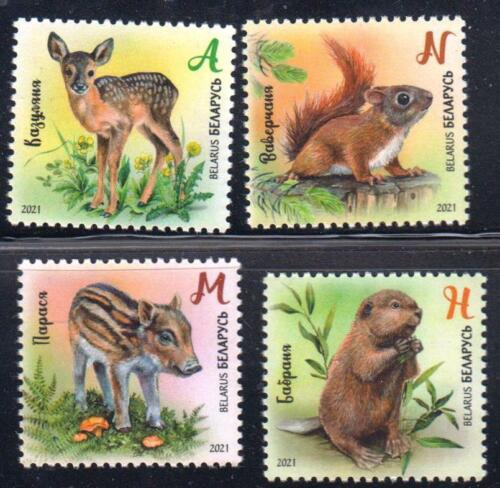Weißrussland 2021 Mi.#1393-96 Wild Baby Tiere 4er Set Briefmarken Kat.Euro 8,50 - Bild 1 von 1