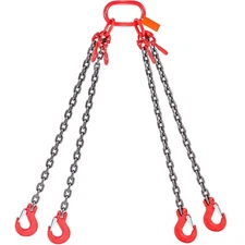 Chain Sling 5/16'' x 5' G80 4 Legs Lifting Chain w/4 Adjustable Hooks 11000 lbs