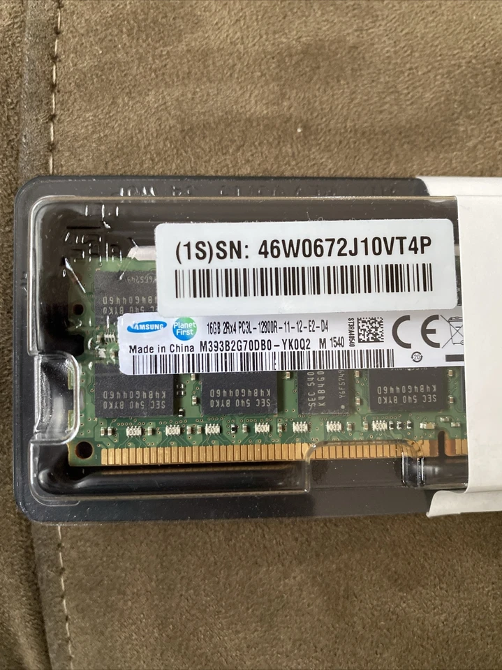 SAMSUNG 16GB 2Rx4 PC3L-12800 CL11 ECC DDR3 SDRAM Reg 1.35v RAM M393B2G70DB0-YK0Q - Image 2 of 4