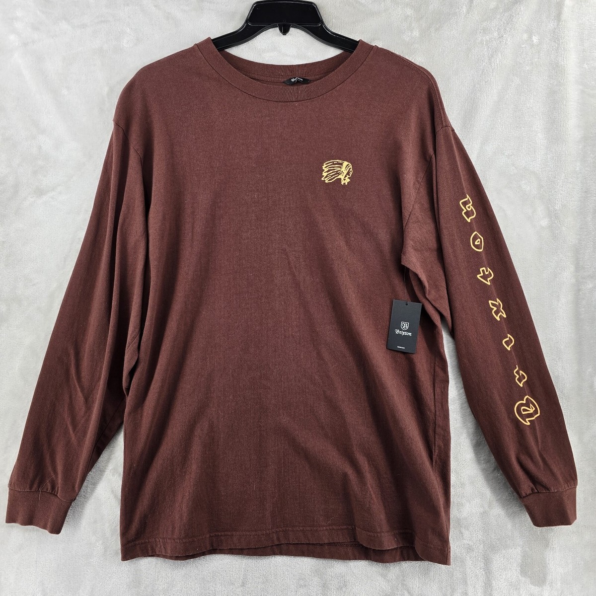 Brixton Mens Long Sleeve Shirt Primo Chestnut Size Xl Indian Head