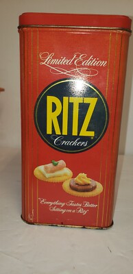 ヴィンテージ レトロ RITZ 空き缶 VINTAGE 1986 RITZ CRACKER TIN LIMITED EDITION RED 16 OZ W/ LID