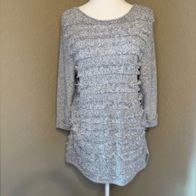Nic + Zoe Sea Level Fringe-Striped Blouse Size L NWT