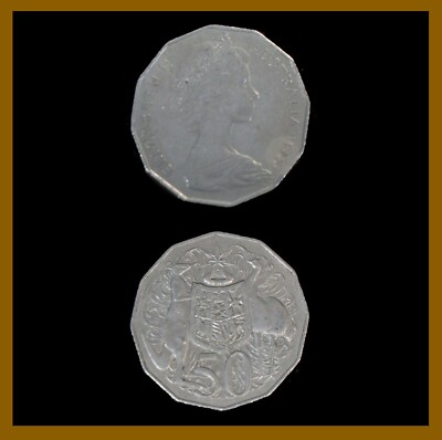 Australia 50 Cents Coin, 1969-1984 KM# 68 Queen Elizabeth II