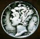 1938 P MERCURY DIME  90% SILVER