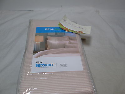 New Real Simple Solutions LINEAR Peach Stripe Twin Bedskirt 39''x75''+15'' Drop NIP