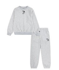 NEW NIKE RUSSELL WILSON BOYS 3BRAND 2 Piece Fleece Crew Set Grey 4 XS 3-4 YEARS