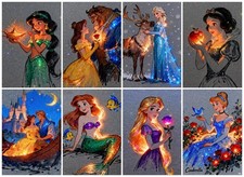 8 Packs Diamond Art Kits for Adults, Disney Glowing Princess Diamond Painting...