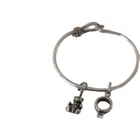 Sterling Silver Child's Size Small Charm Bracelet Teddy Bear And Ring Charm Vtg