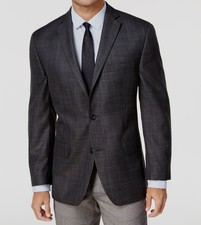 Michael Kors Men's Classic Fit Gray Plaid Sport Coat Jacket Blazer 50S