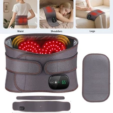 Cordless Dual Infrared Light Heat Back Massager Waist Brace Lumbar Support Belt