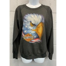 Vintage 1990s Harley Davidson 3D Emblem Eagle Raglan Sweatshirt America Size Med