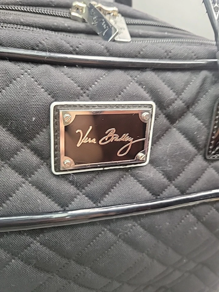 Vera Bradley Classic Black Quilted Roller Suitcase Luggage Carry On 19" - EUC! - Image 2 of 4
