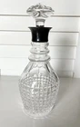 Waterford WAT2 Block Cut Crystal Decanter Silver Neck Mushroom Stopper Vintage