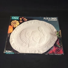 OGGI Ceramic Turkey Platter Oval Christmas Thanksgiving Serving Tray