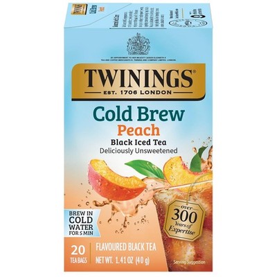 Twinings Peach Cold Brewed Iced Tea, 20 Tea Bags