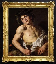 Handmade Old Master-Art Antique Oil Painting Male men grape on canvas 24"x30"