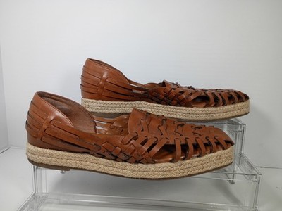 Sam & Libby Brown Woven Leather Slip On Flat Women's Sandal Rubber Sole 9