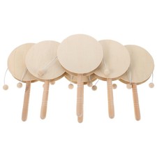 6 Pcs Kids Percussion Rattle Blank Wood Hand-painted Rattle-drum