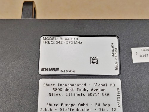 SHURE BLX4 H10 542-572MHz Wireless Receiver w/ OEM Power Adapter ✔✔✔ - Picture 9 of 9