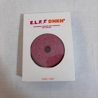 e.I.f. x Dunkin' Donut Strawberry Frosted Sprinkles Donut Face Sponge NEW