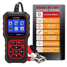 Acclope BT60 PRO Car Battery Tester 6V/12V/24V, 2 120Ah, 100 3000 CCA, AGM/Ge...