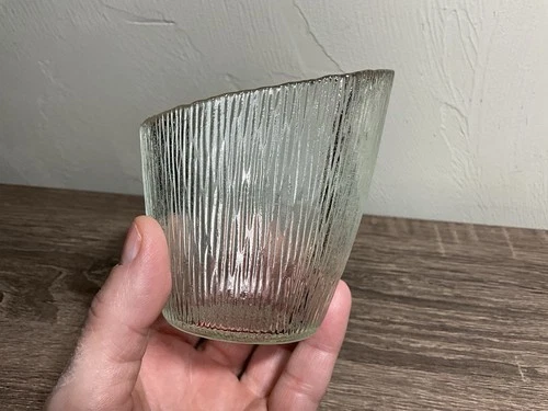2 Vintage Jeanette Glass Finlandia Ice Bark Glasses Bowls? Slanted Edge