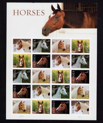2024 USPS SHEET OF 20 FIRST CLASS LETTER STAMPS HORSES 78¢