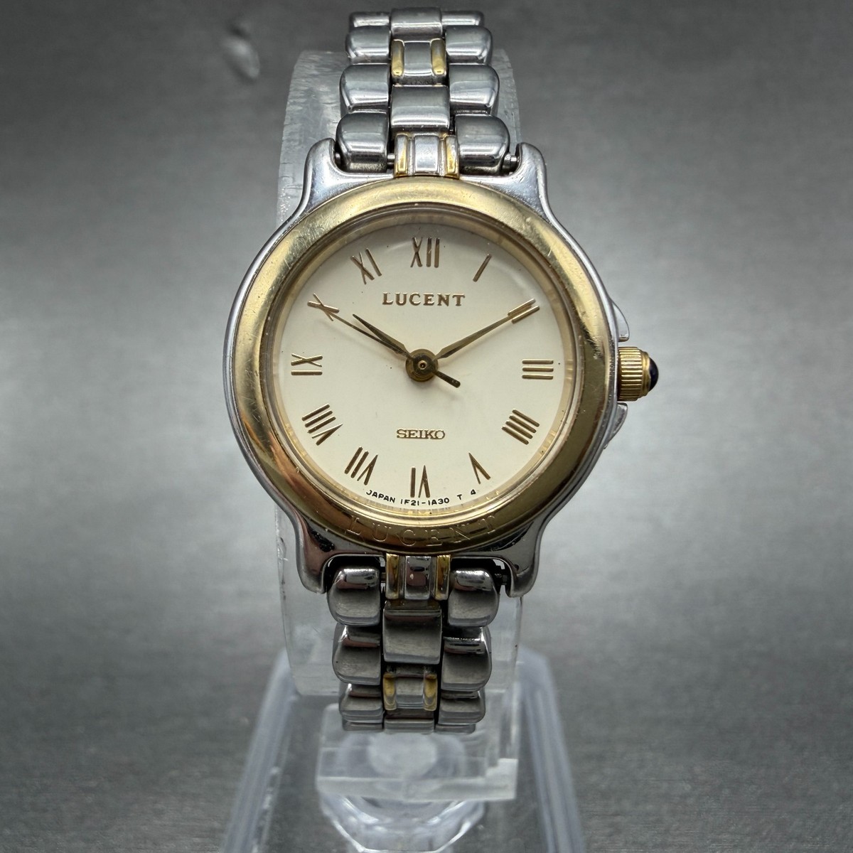 Seiko Lucent Watch Women 22mm Cream Dial Two Tone Round 1f21-0g80