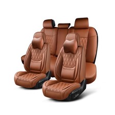Car Seat Covers Full Set, Breathable Leather Automotive Front and Rear Seat C...