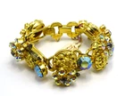 Vtg. Goldtone Juliana DeLizza Aurora Borealis Costume Jewelry Bracelet - 05