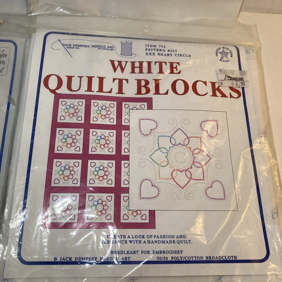 Quilt Blocks (Lot of 4) - Jack Dempsey Nursery Rhymes, Hearts, Life Is Fragile.. - Image 4 of 4