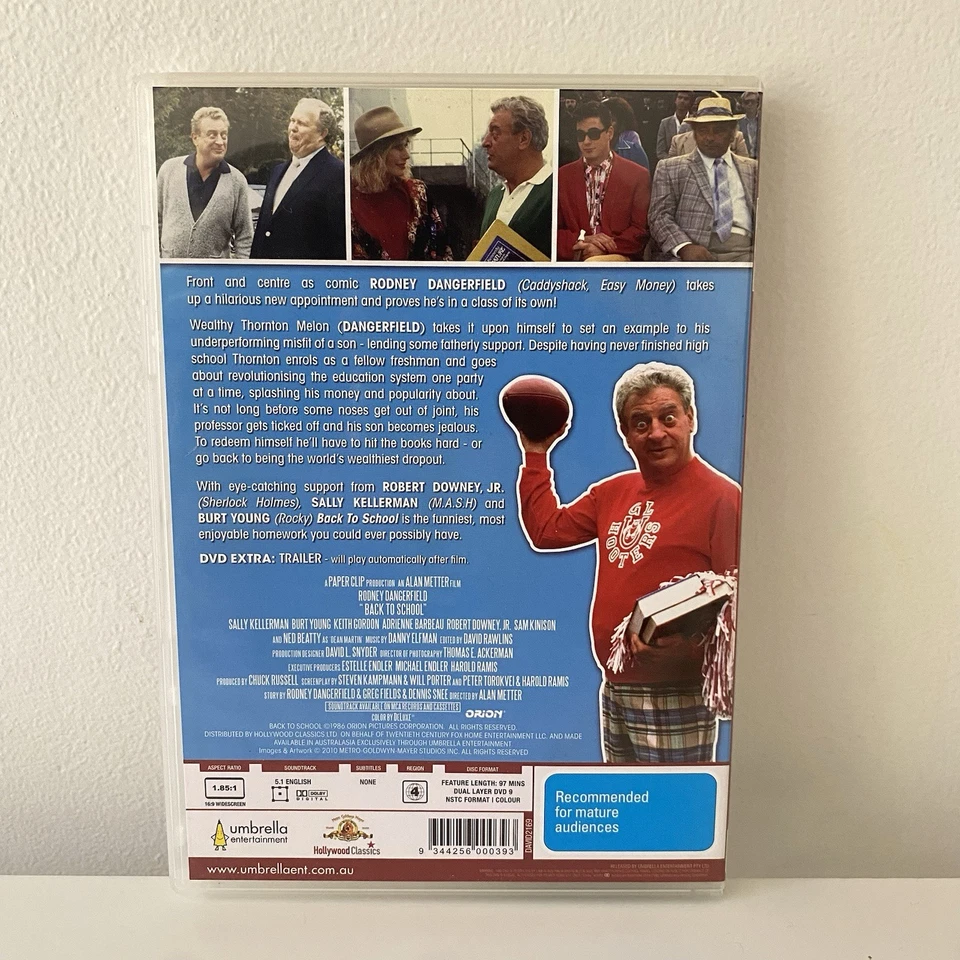 Back to School (DVD, 1986) Rodney Dangerfield Region 4 Umbrella Rare - Image 2 of 4