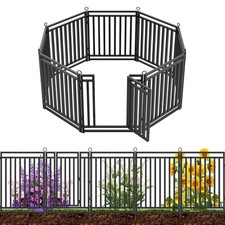 Decorative Garden Fence Metal Dog Fence Outdoor,18ft L  32in H ,7Panels 1Gate