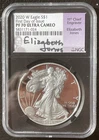 2020-W $1 SILVER AMERICAN EAGLE NGC PF70 FDOI signed Elizabeth Jones : 06569