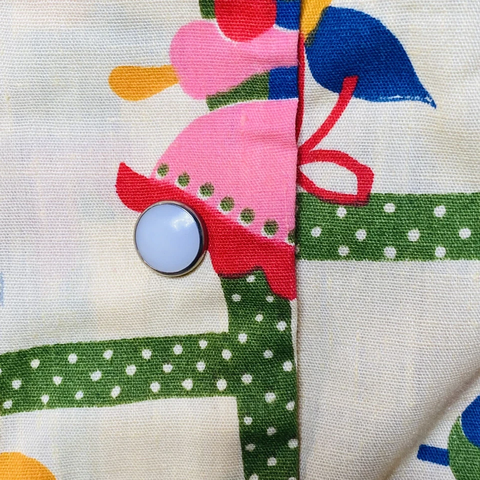 HANDMADE Vtg APRON Top Bucket Pockets Ladybugs Flowers 70s Retro - Image 3 of 4