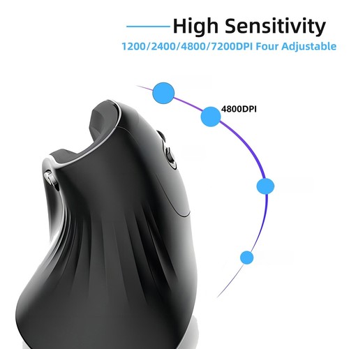 Wired Version Vertical Mouse Wired Ergonomic Design Mice 7200DPI Adjustable Hot - Picture 5 of 7