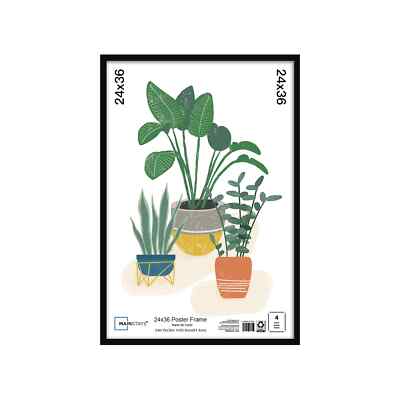 New  Mainstays 24x36 Basic Black Poster Frame,No delivery in NY