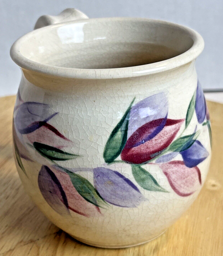 Signed Studio Art Stoneware Pottery Coffee Tea Mug Floral Handmade Crackle Glaze - Picture 3 of 11