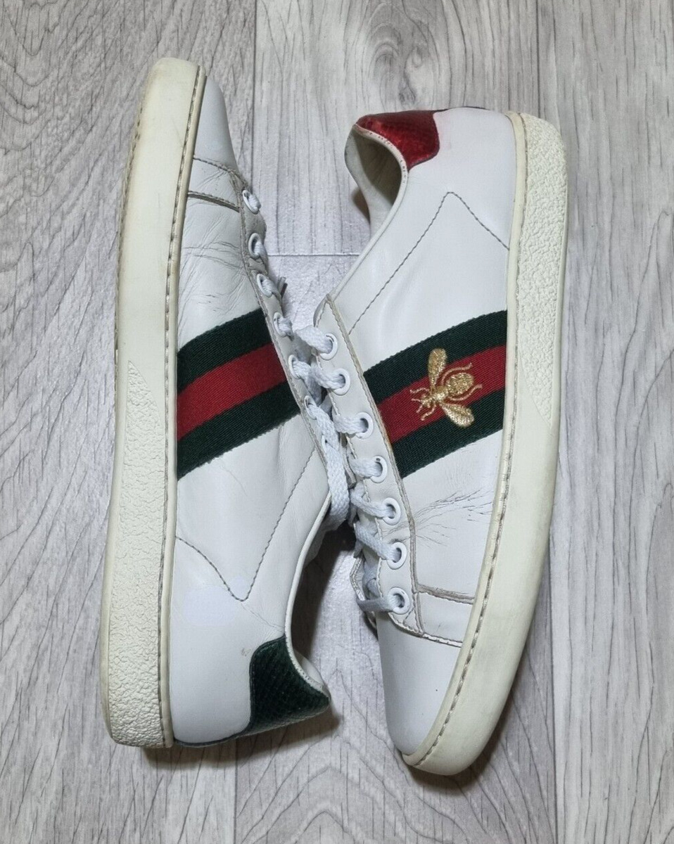 Gucci Shoes Women's Ace Golden Bees Supreme Leather Sneakers White Size 7 us