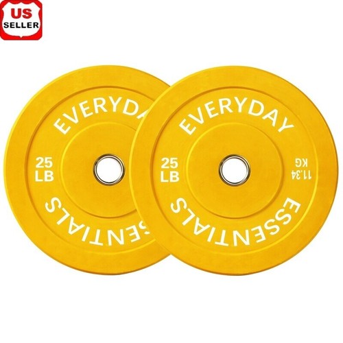 Olympic Bumper Weight Plates Pair Durable Rubber Bumper Barbell Gym Workout New