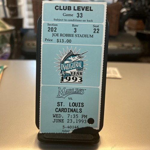 Florida Marlins Ticket Stub 1993 St. Louis Card Inaugural Season Robbie Stadium - Picture 1 of 2